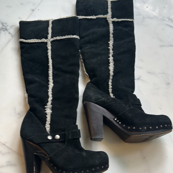 Nine West Vintage America distressed Suede & fleece Knee high boots! Size UK 4! - Picture 5 of 16